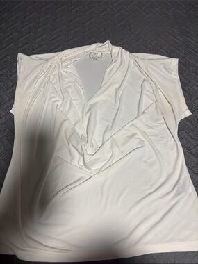 ECI Cream Draped V-Neck Women's Top